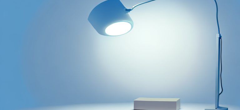 A light therapy lamp emitting radiant light in a calming room setting